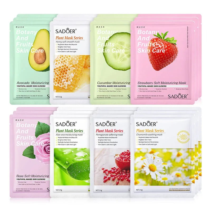 Natural Plant Facial Mask Set – Moisturizing, Firming & Hydrating Skin Care (8pcs)