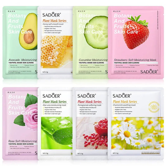 Natural Plant Facial Mask Set – Moisturizing, Firming & Hydrating Skin Care (8pcs)
