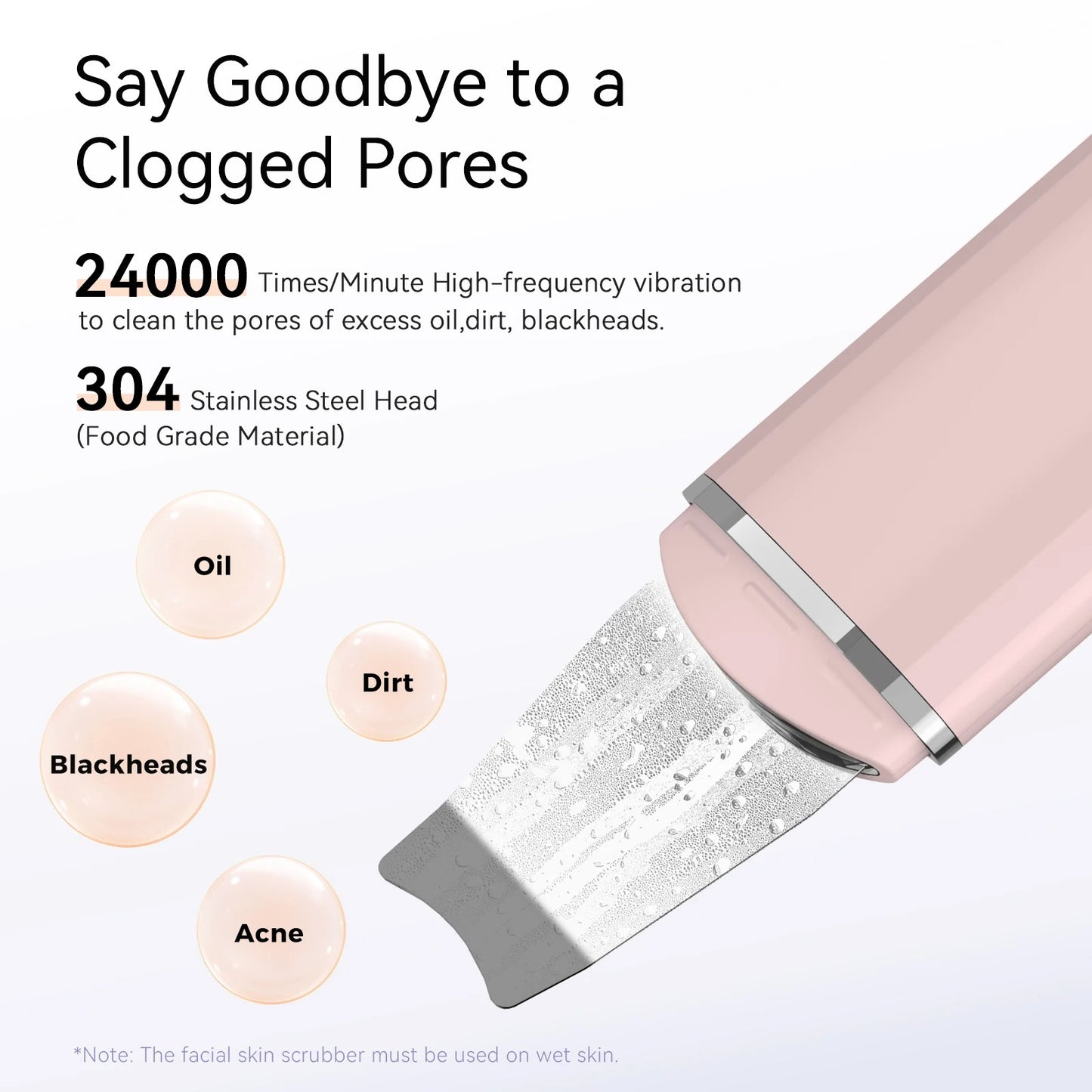 Ultrasonic Skin Scrubber – Deep Cleansing, Blackhead Removal & Face Lifting Device