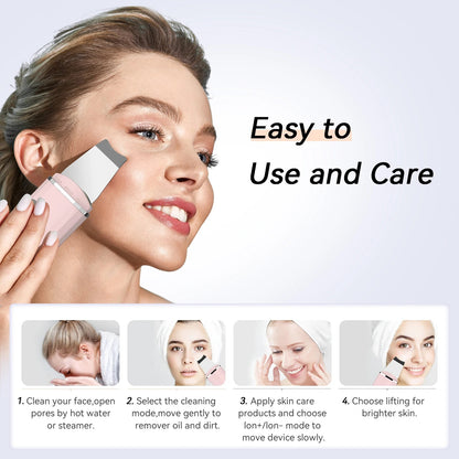 Ultrasonic Skin Scrubber – Deep Cleansing, Blackhead Removal & Face Lifting Device