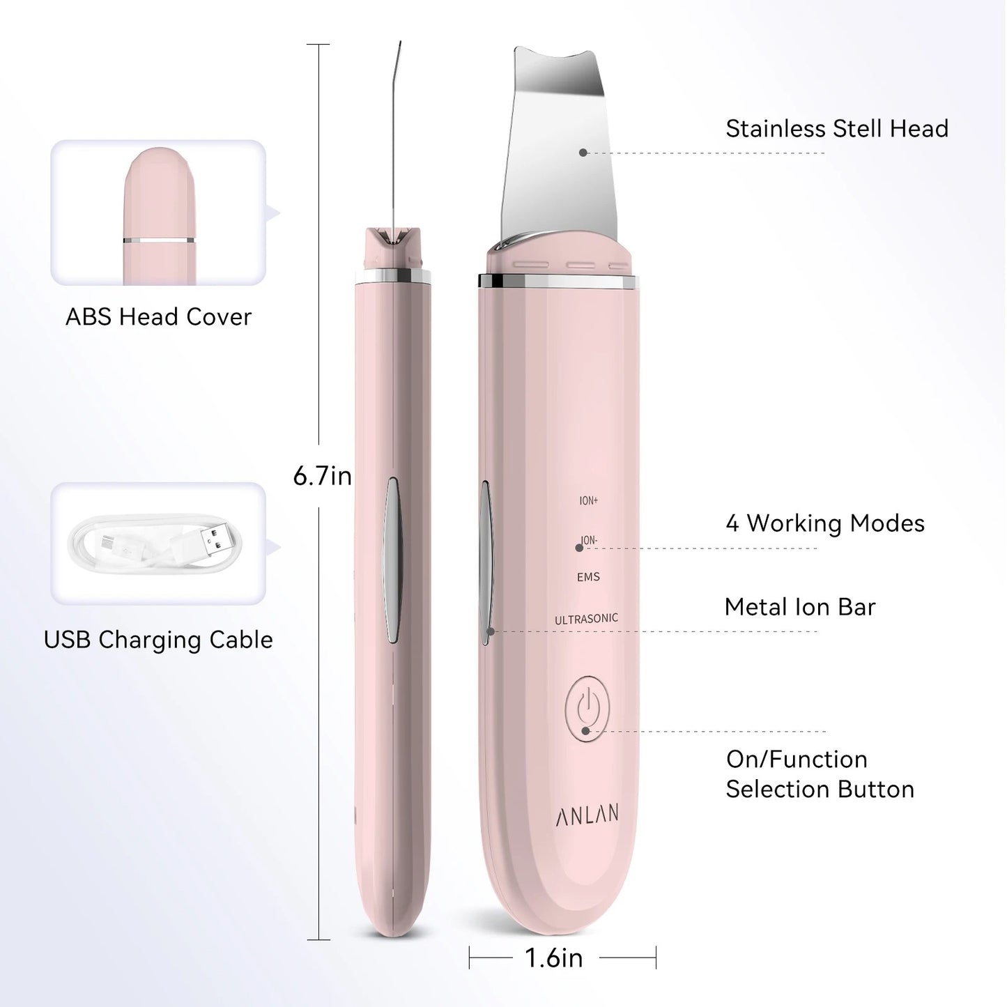 Ultrasonic Skin Scrubber – Deep Cleansing, Blackhead Removal & Face Lifting Device